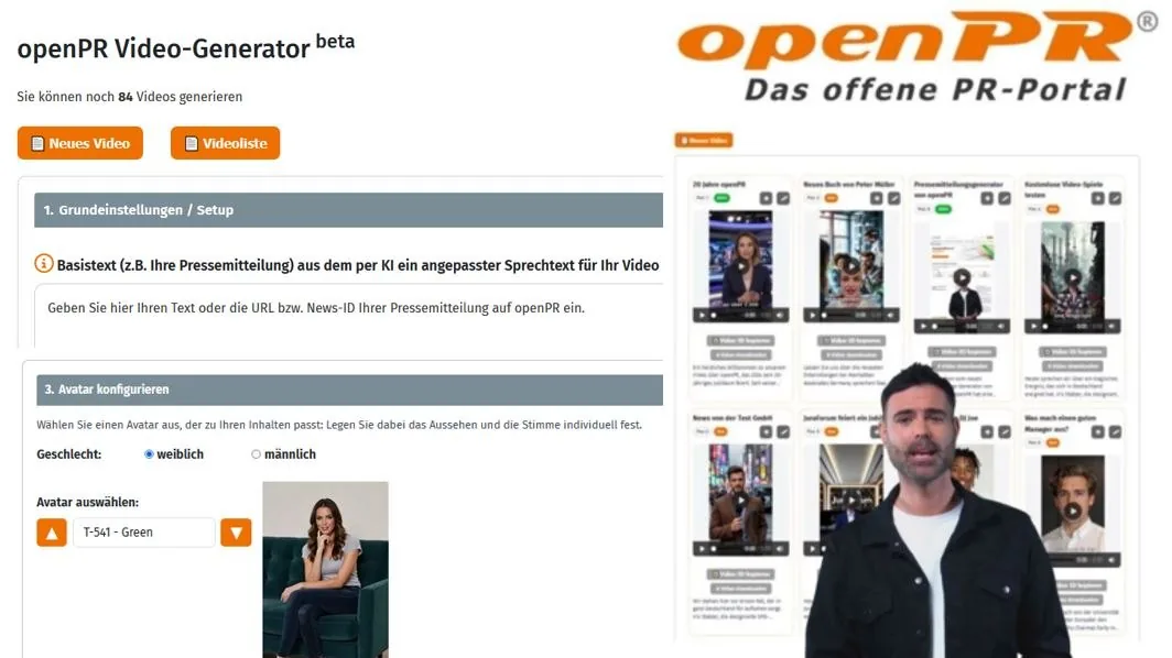 Screenshot: openPR KI-Video-Generator