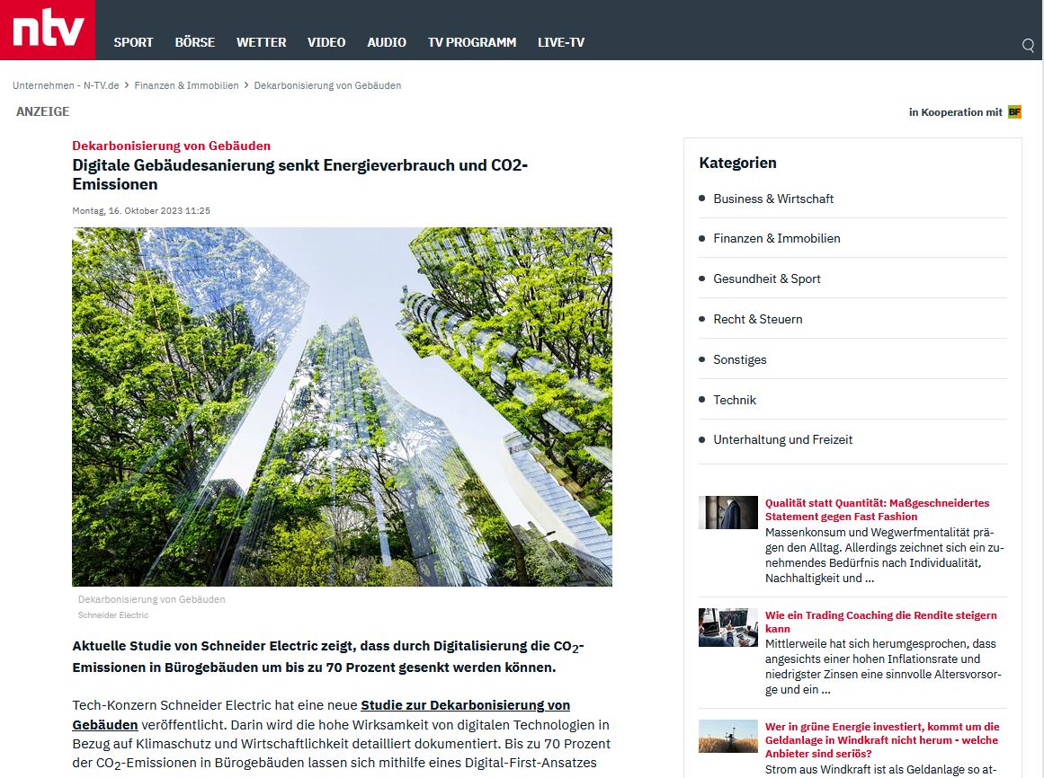 Beispiel: ntv Advertorial online