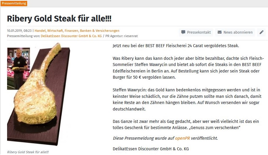 Ribery Gold Steak für alle